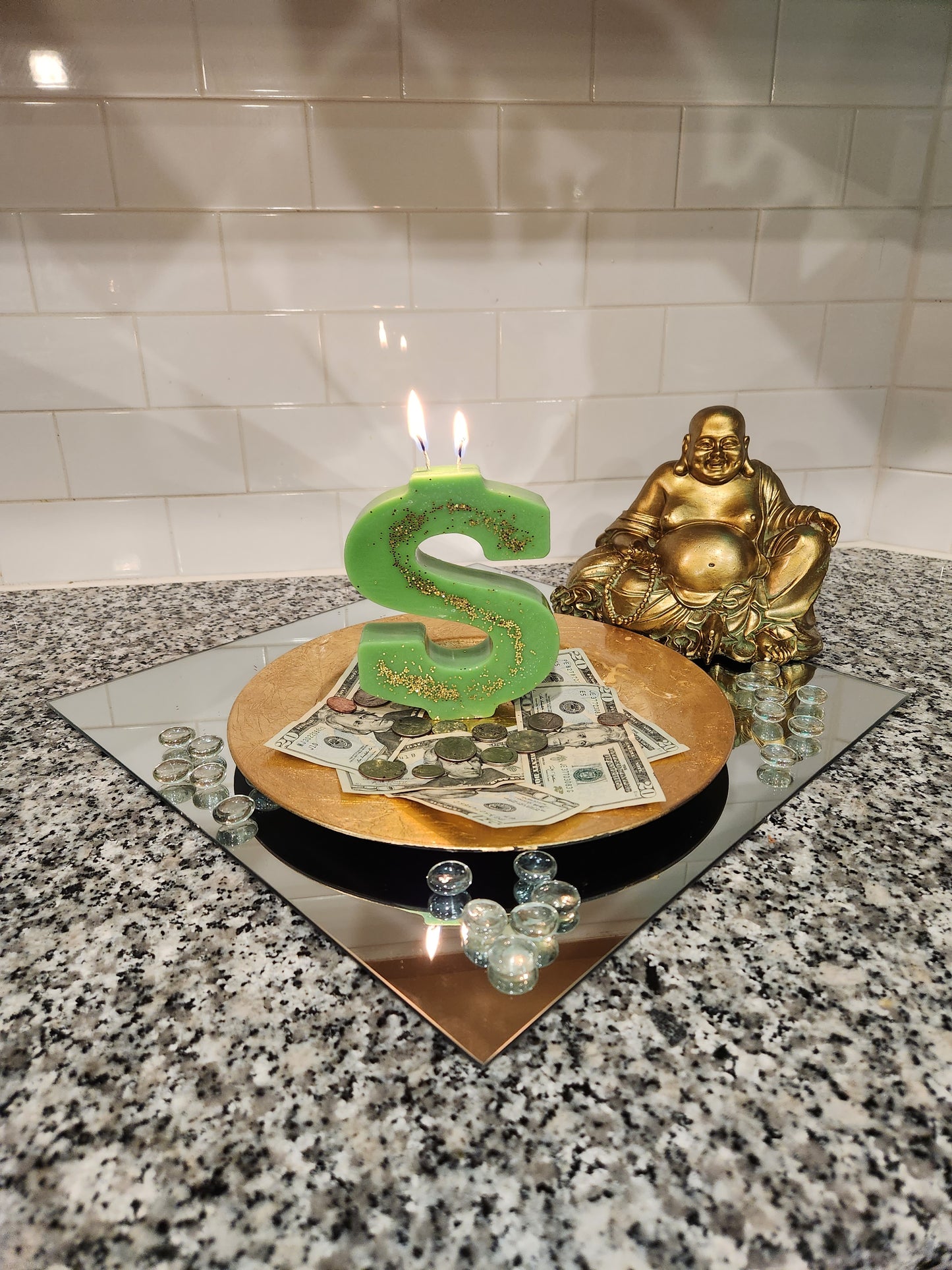 "Dollar Sign Candle"