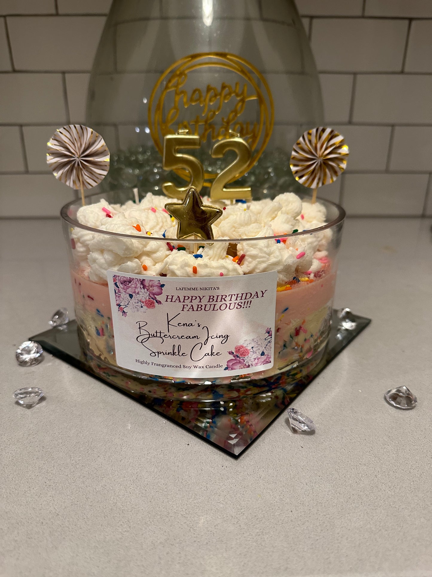 "Custom Extra Large Birthday Cake" Candle