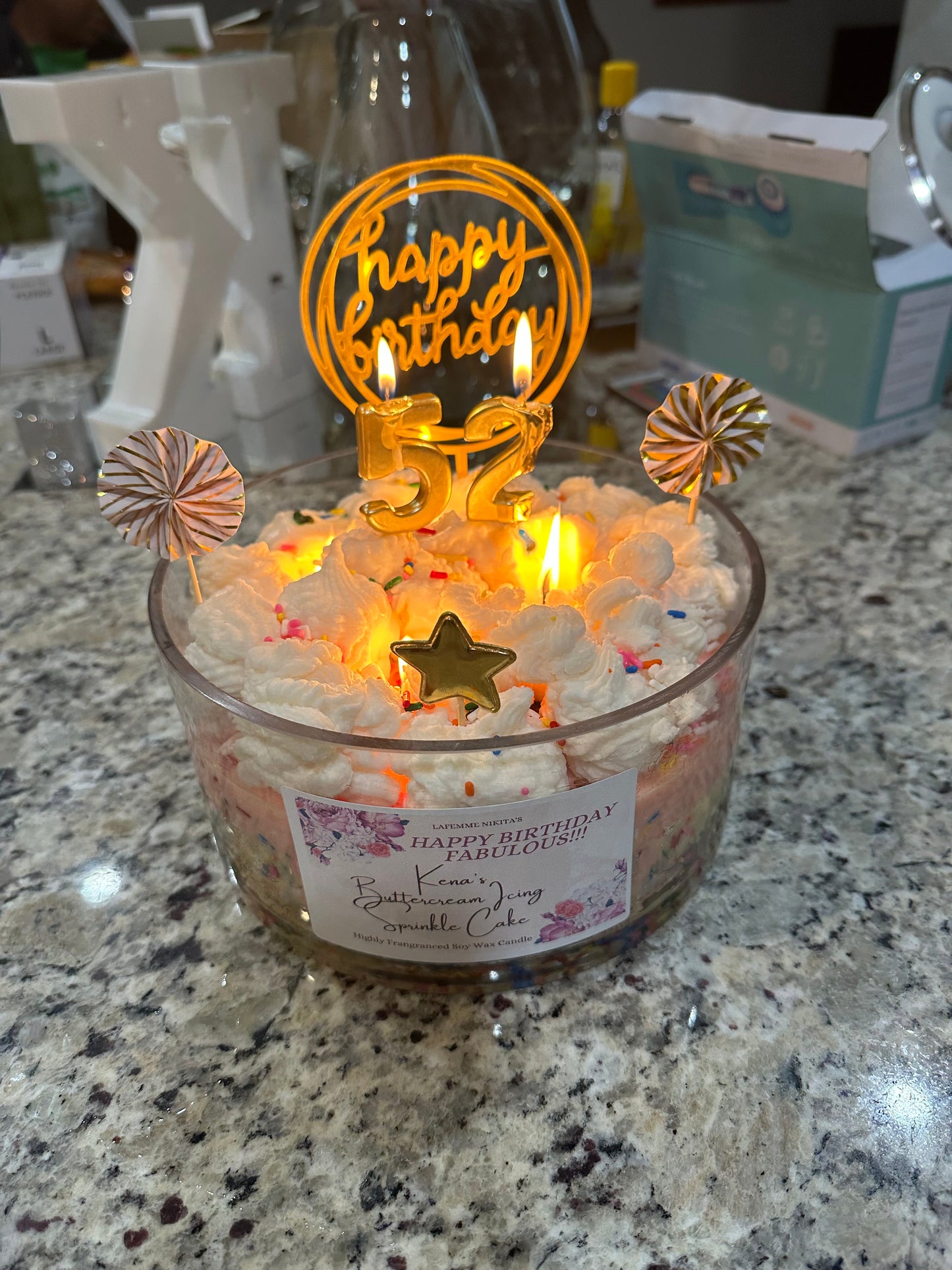 "Custom Extra Large Birthday Cake" Candle