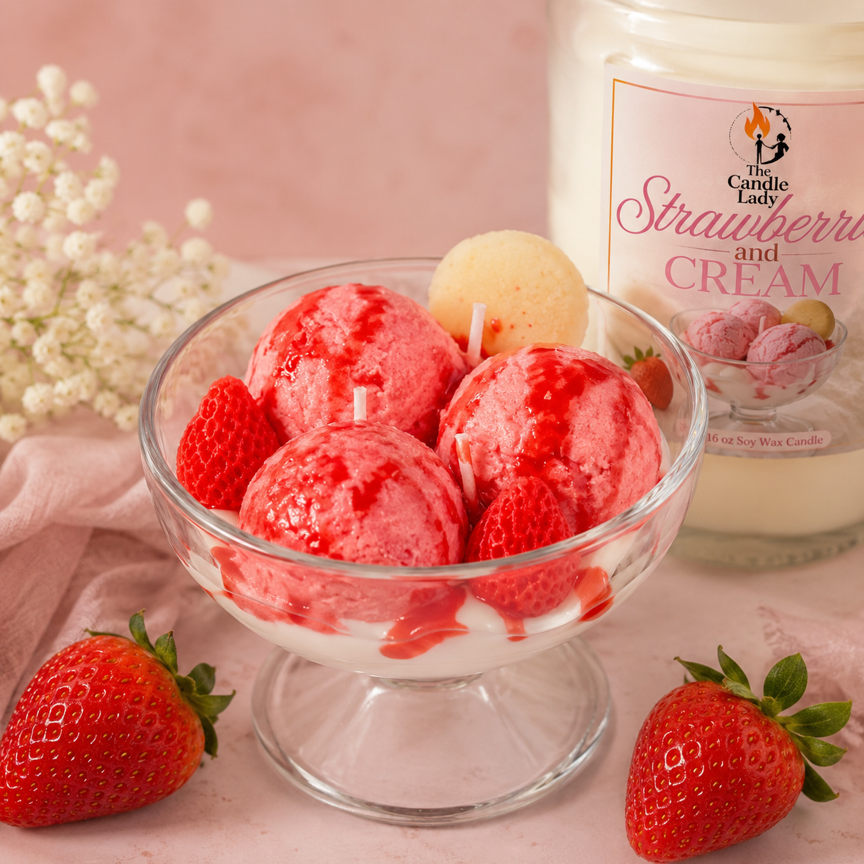 Strawberries & Cream IceCream Candle